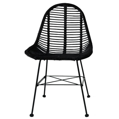 Esszimmerstühle 6 Stk. Schwarz Natur Rattan - Pazzar.ch