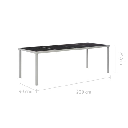 Gartentisch Schwarz 220 x 90 x 74,5 cm Stahl - Pazzar.ch