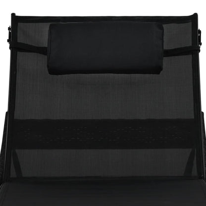 Sonnenliegen 2 Stk. mit Tisch Poly Rattan und Textilene Schwarz - Pazzar.ch