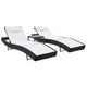 Sonnenliegen 2 Stk. mit Tisch Poly Rattan und Textilene Schwarz