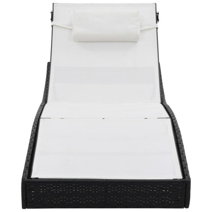 Sonnenliegen 2 Stk. mit Tisch Poly Rattan und Textilene Schwarz - Pazzar.ch