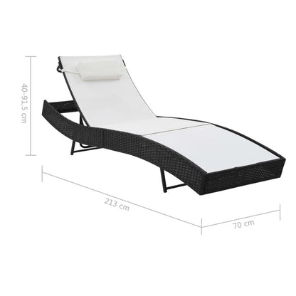 Sonnenliegen 2 Stk. mit Tisch Poly Rattan und Textilene Schwarz - Pazzar.ch