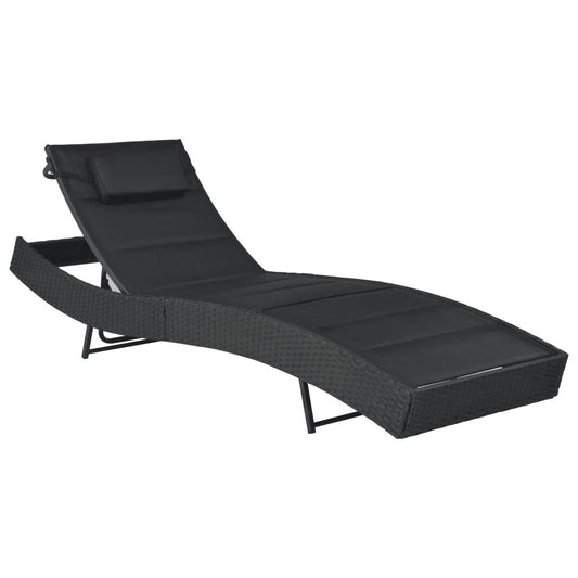 Sonnenliege Poly Rattan und Textilene Schwarz - Pazzar.ch