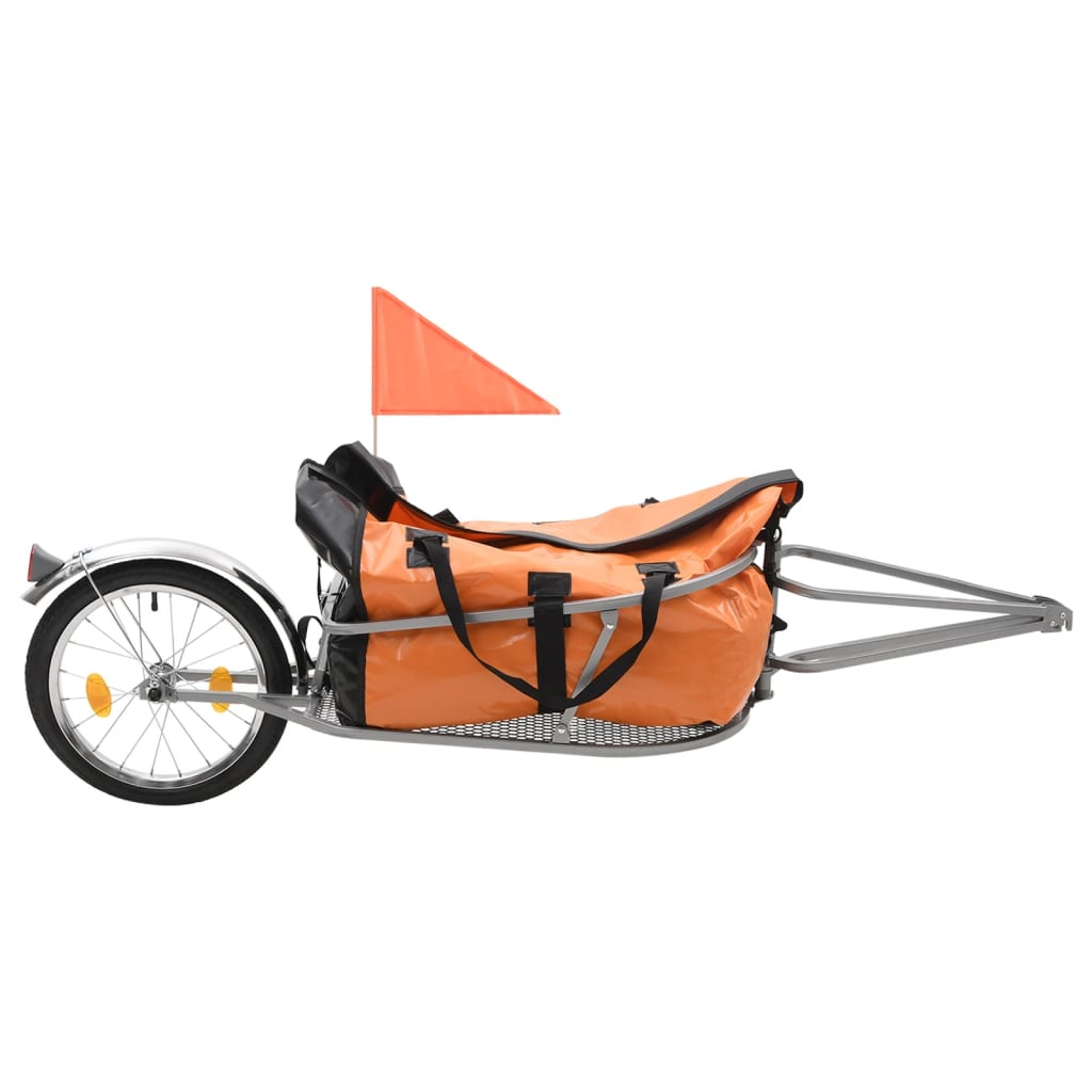 Gepäck-Fahrradanhänger mit Tasche Orange und Schwarz