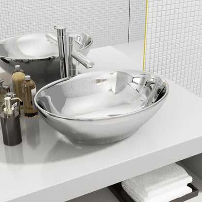 Waschbecken 40 x 33 x 13,5 cm Keramik Silber - Pazzar.ch