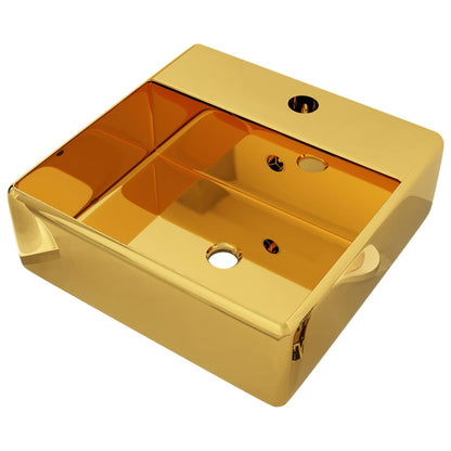 Waschbecken mit Überlauf 41 x 41 x 15 cm Keramik Golden - Pazzar.ch