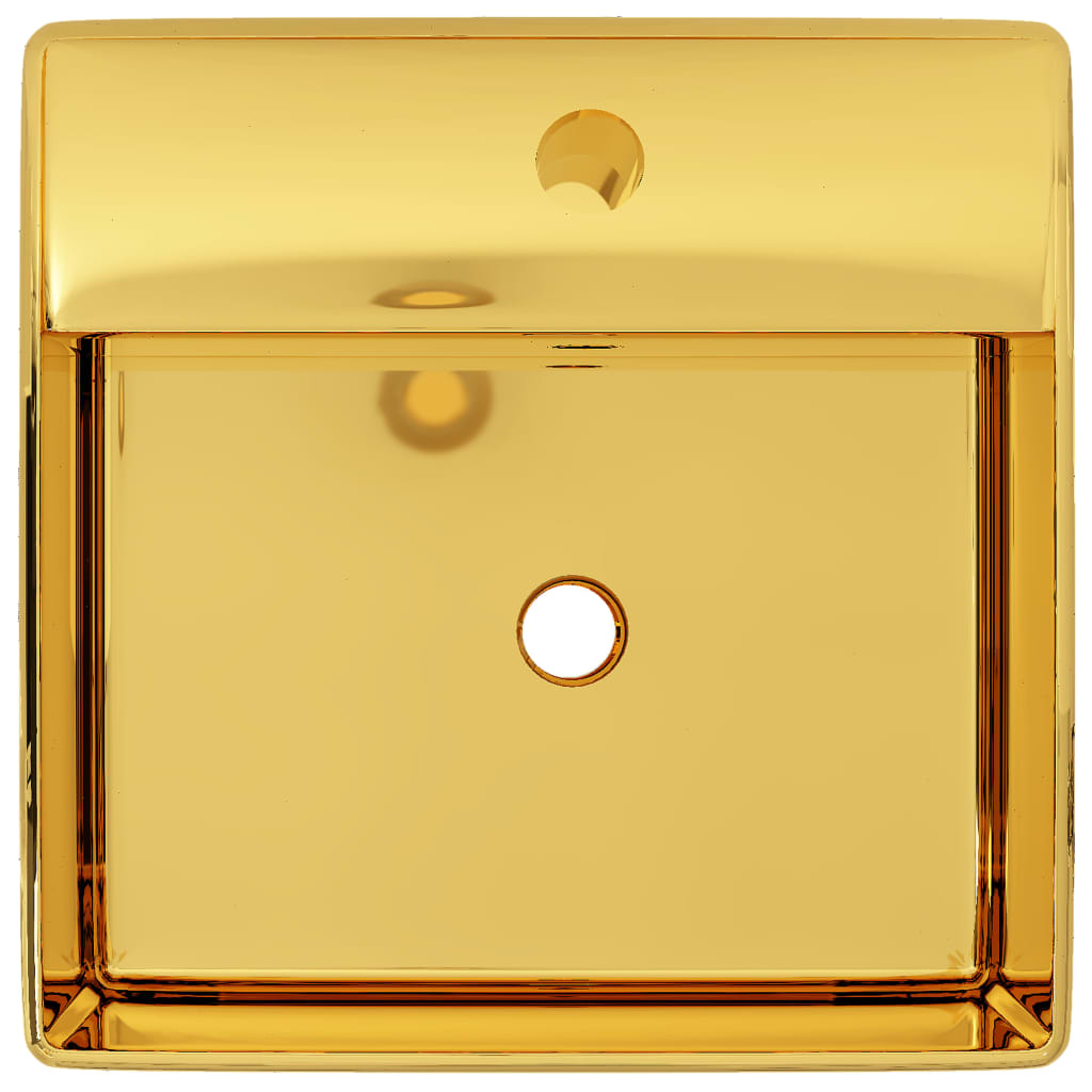 Waschbecken mit Überlauf 41 x 41 x 15 cm Keramik Golden - Pazzar.ch