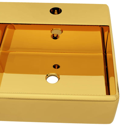 Waschbecken mit Überlauf 41 x 41 x 15 cm Keramik Golden - Pazzar.ch
