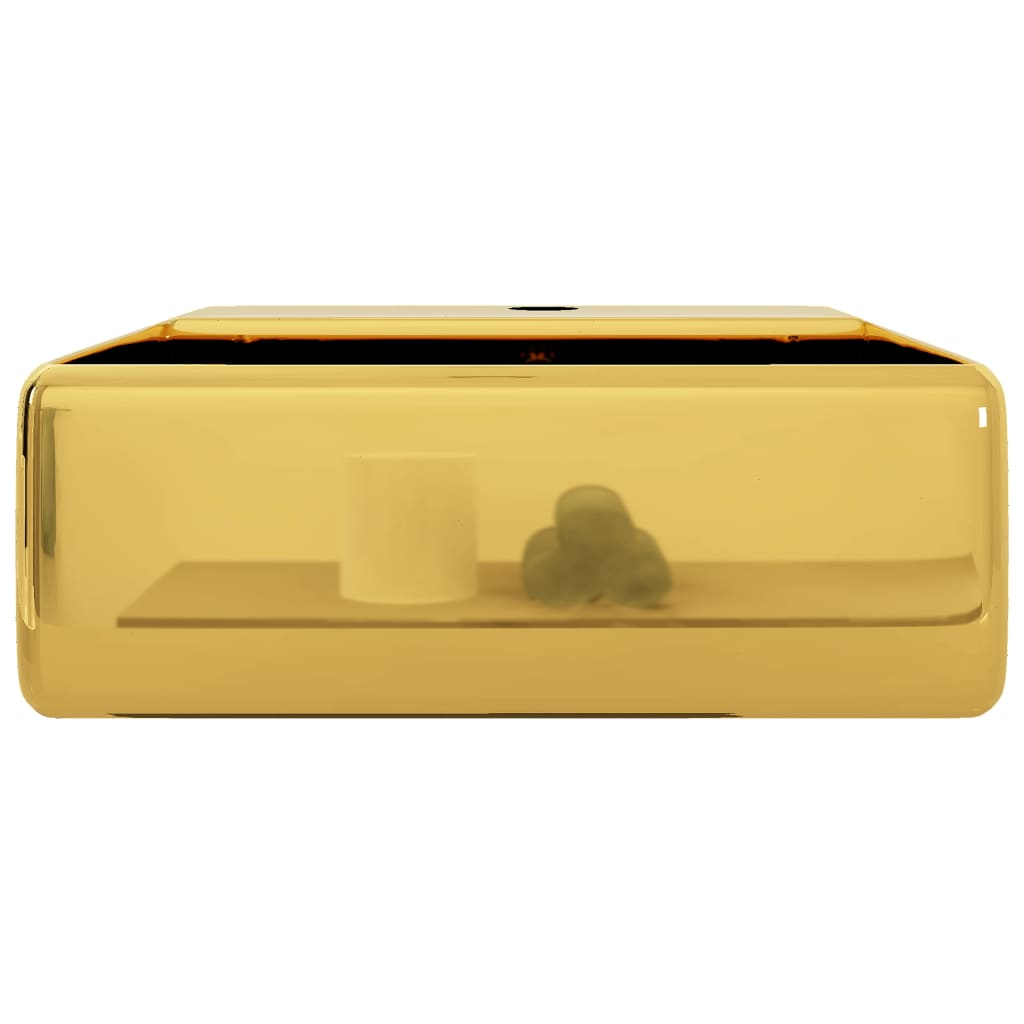 Waschbecken mit Überlauf 41 x 41 x 15 cm Keramik Golden - Pazzar.ch