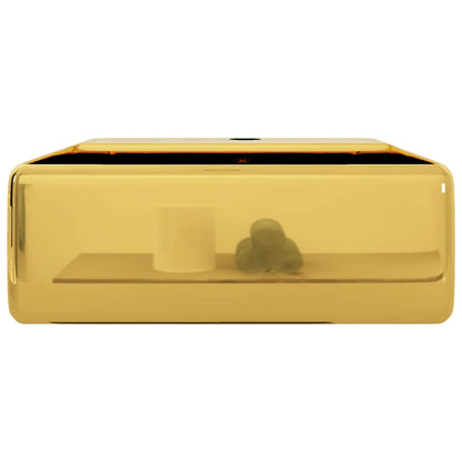 Waschbecken mit Überlauf 41 x 41 x 15 cm Keramik Golden - Pazzar.ch