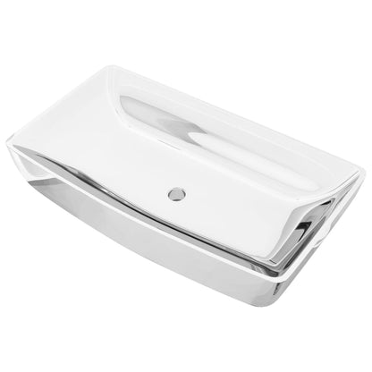 Waschbecken 71 x 38 x 13,5 cm Keramik Silbern - Pazzar.ch