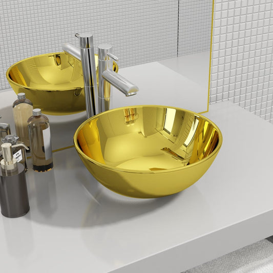 Waschbecken 28 x 10 cm Keramik Golden - Pazzar.ch