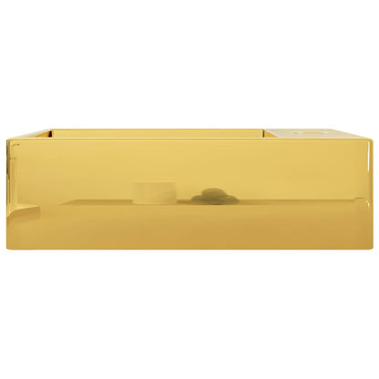 Waschbecken mit Überlauf 49 x 25 x 15 cm Keramik Golden - Pazzar.ch