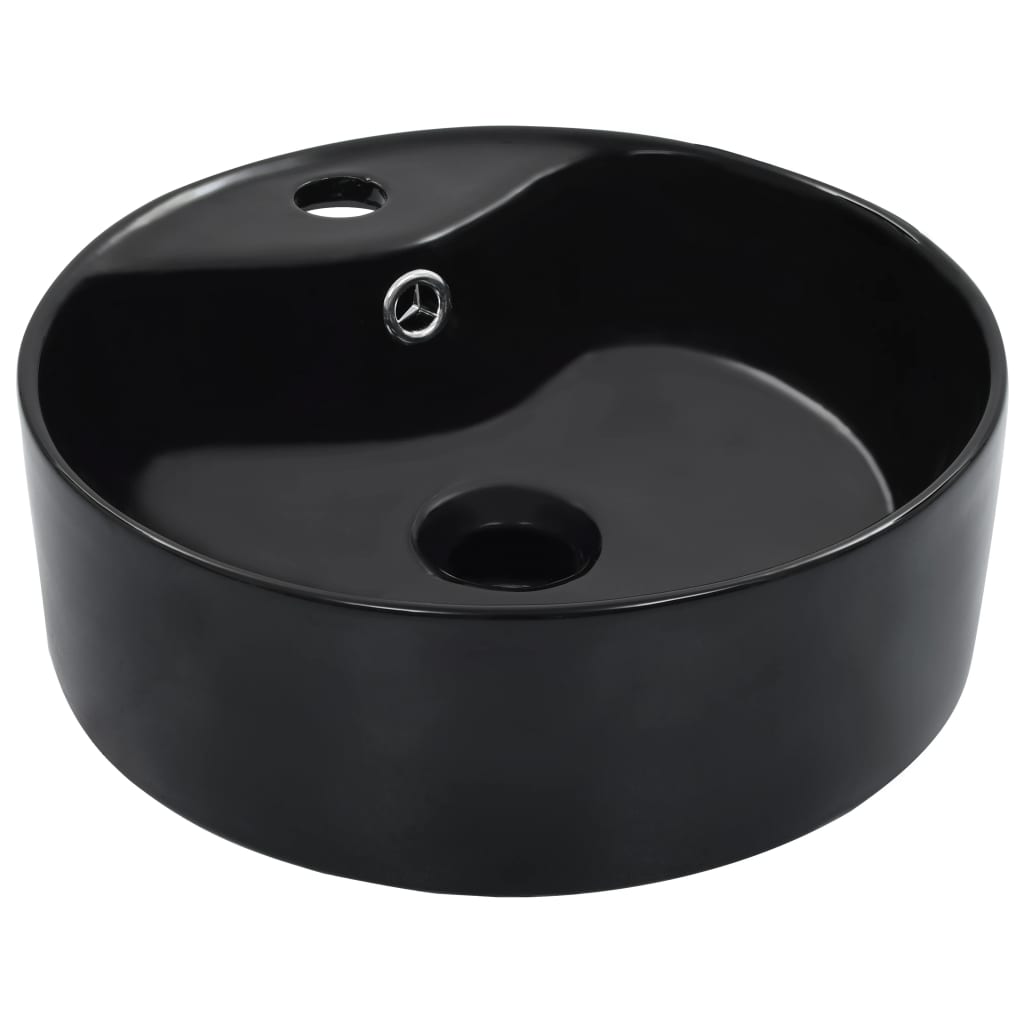 Waschbecken mit Überlauf 36 x 13 cm Keramik Schwarz - Pazzar.ch