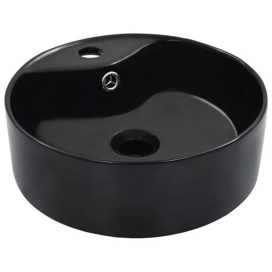 Waschbecken mit Überlauf 36 x 13 cm Keramik Schwarz - Pazzar.ch