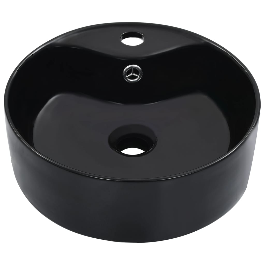 Waschbecken mit Überlauf 36 x 13 cm Keramik Schwarz - Pazzar.ch