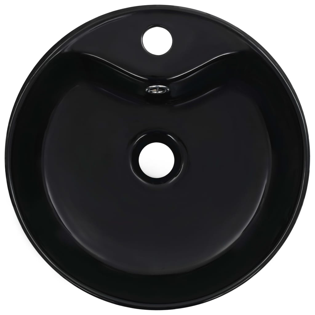 Waschbecken mit Überlauf 36 x 13 cm Keramik Schwarz - Pazzar.ch