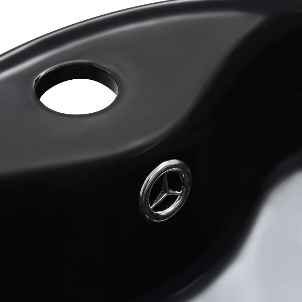 Waschbecken mit Überlauf 36 x 13 cm Keramik Schwarz - Pazzar.ch