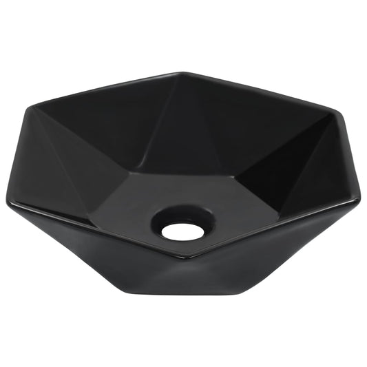 Waschbecken 41 x 36,5 x 12 cm Keramik Schwarz - Pazzar.ch