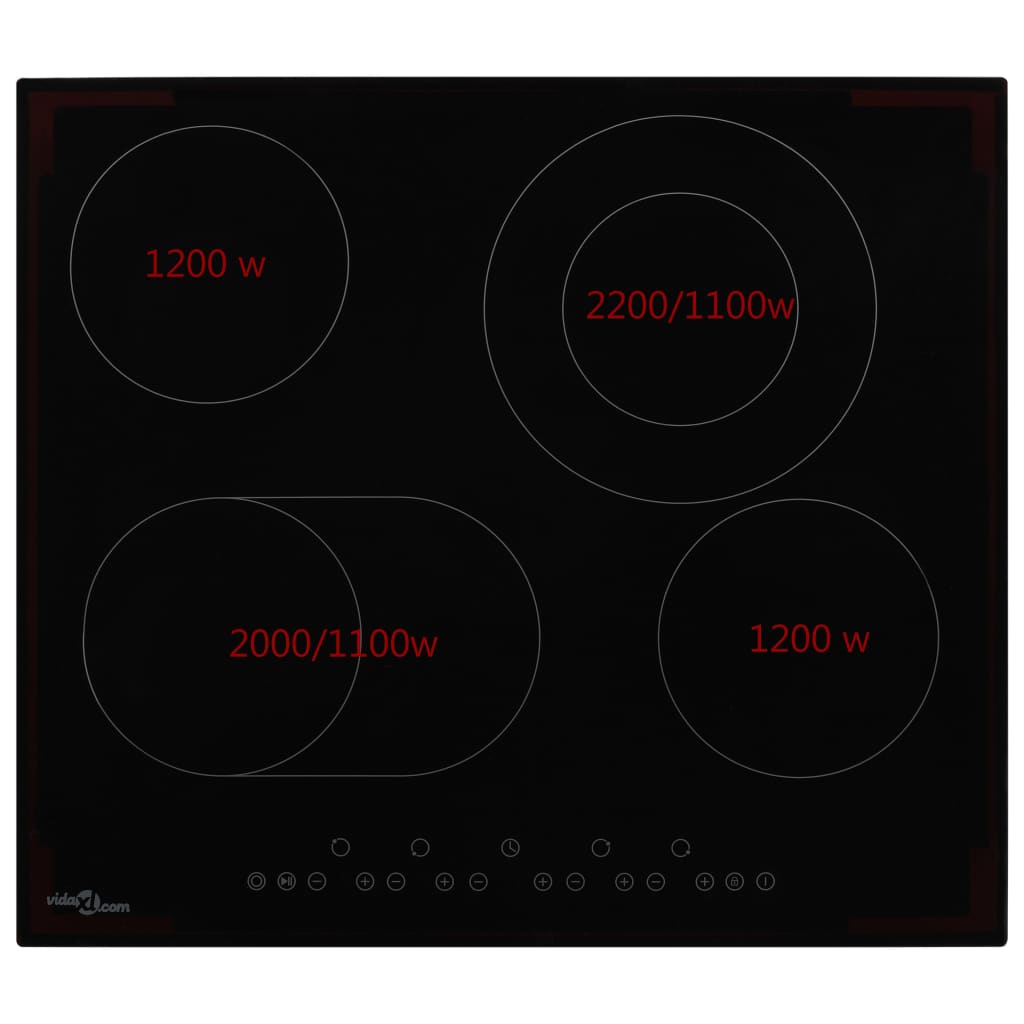 Glaskeramik-Kochfeld mit 4 Platten Touch Control 6600 W - Pazzar.ch