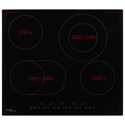 Glaskeramik-Kochfeld mit 4 Platten Touch Control 6600 W - Pazzar.ch