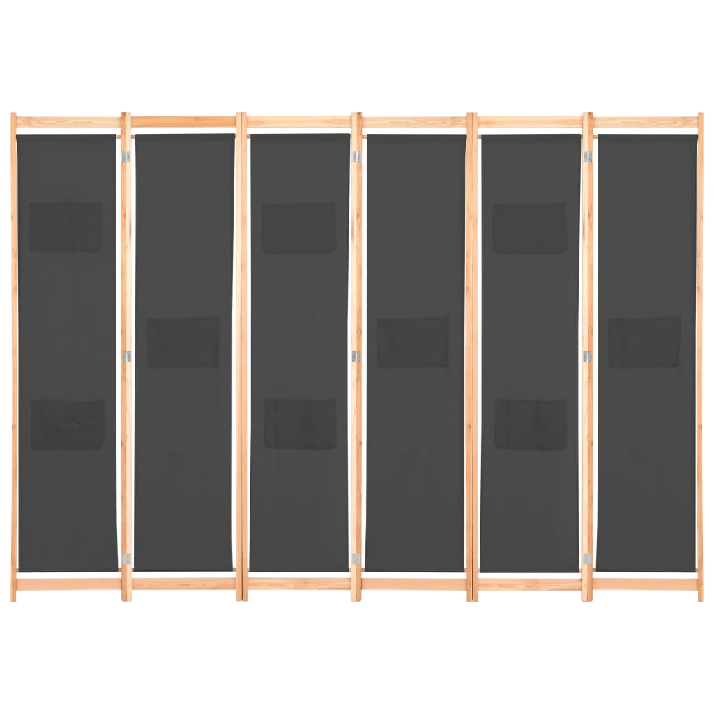 6-teiliger Raumteiler Grau 240 x 170 x 4 cm Stoff - Pazzar.ch