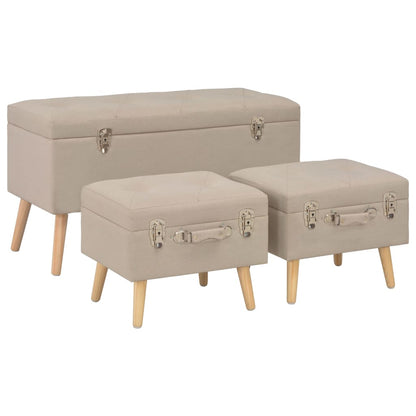 Hocker mit Stauraum 3 Stk. Beige Stoff - Pazzar.ch