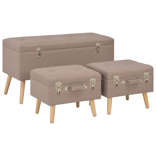 Hocker mit Stauraum 3 Stk. Braun Stoff - Pazzar.ch