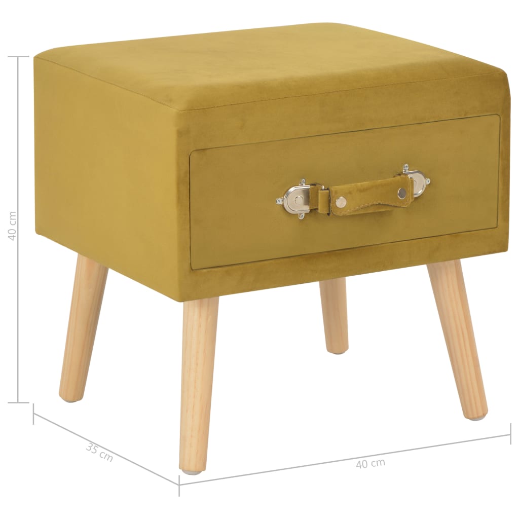 Nachttisch Senfgelb 40 x 35 x 40 Samt - Pazzar.ch