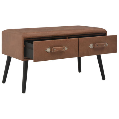Couchtisch Dunkelbraun 80 x 40 x 46 cm Kunstleder - Pazzar.ch