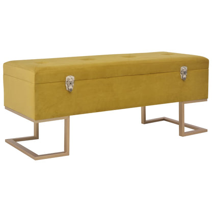 Bank mit Staufach 105 cm Senfgelb Samt - Pazzar.ch