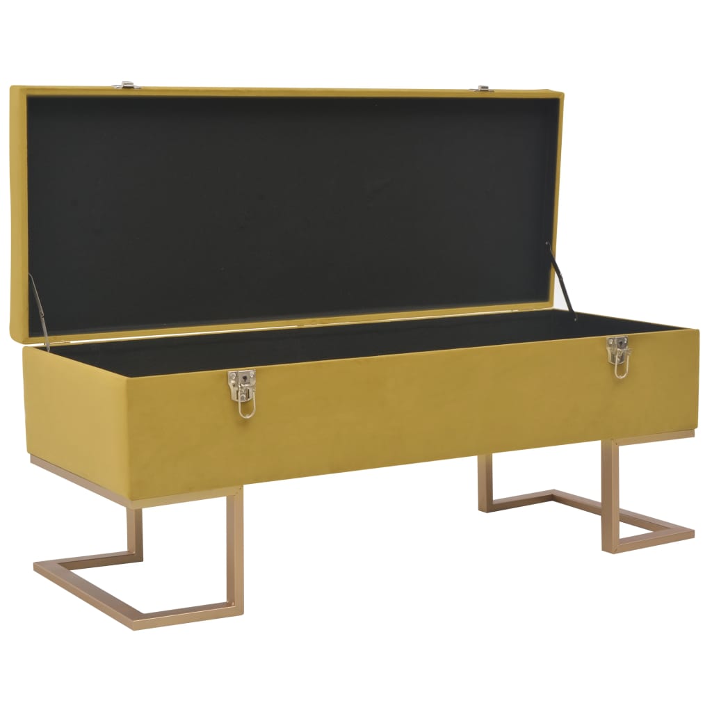 Bank mit Staufach 105 cm Senfgelb Samt - Pazzar.ch