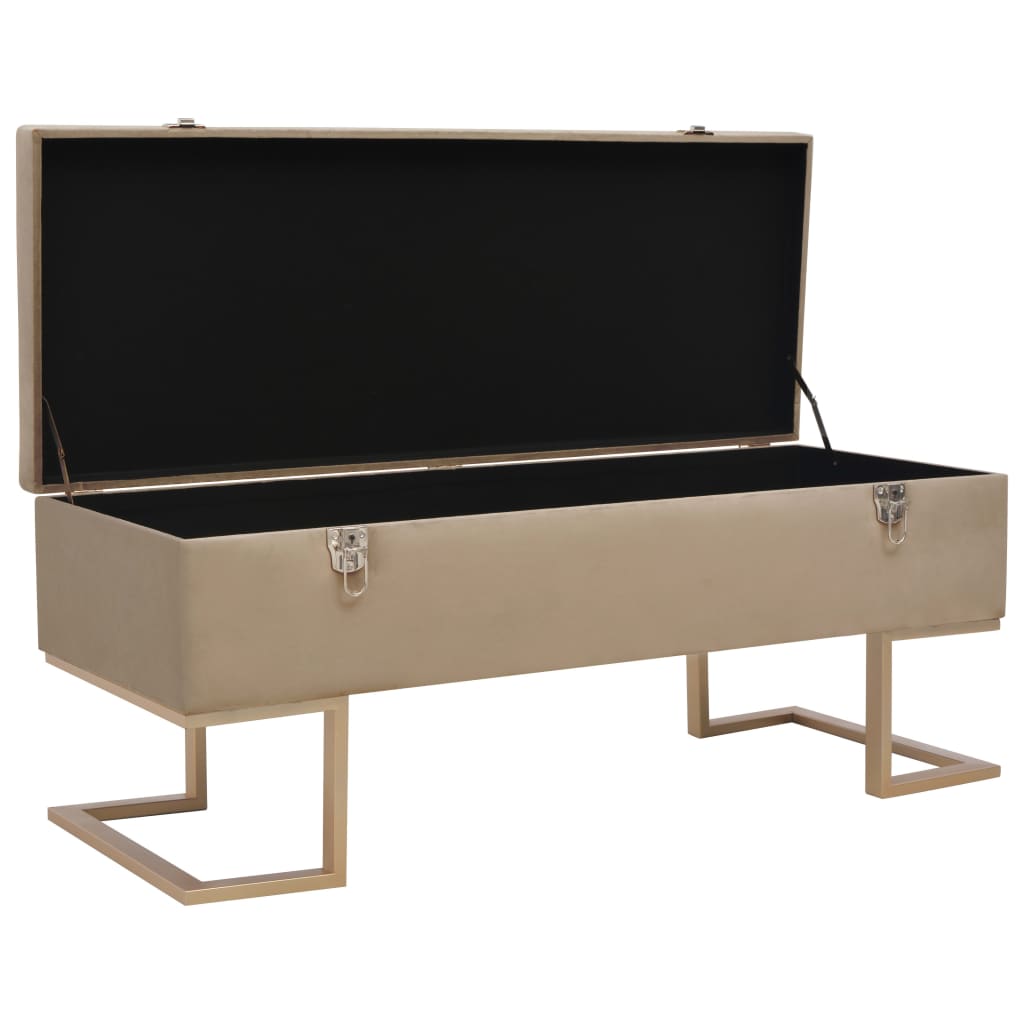 Bank mit Staufach 105 cm Beige Samt - Pazzar.ch