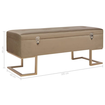 Bank mit Staufach 105 cm Beige Samt - Pazzar.ch