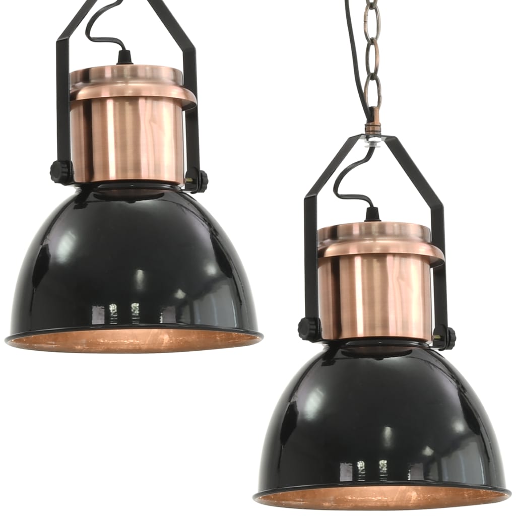 Deckenlampe 2 Stk. Schwarz Rund E27 - Pazzar.ch