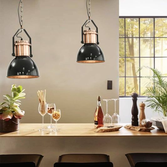 Deckenlampe 2 Stk. Schwarz Rund E27 - Pazzar.ch