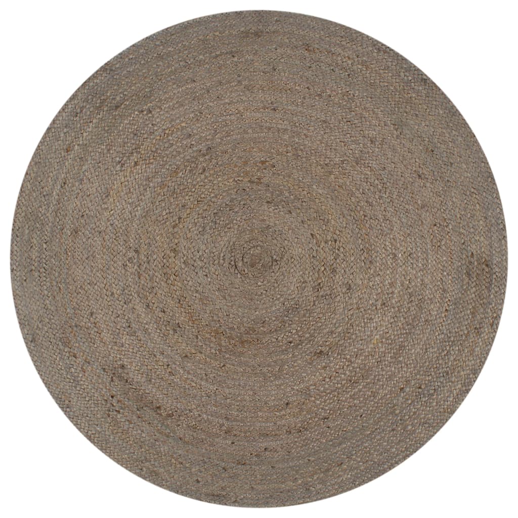 Teppich Handgefertigt Jute Rund 90 cm Grau - Pazzar.ch
