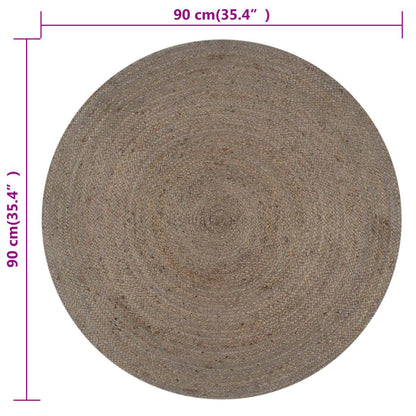 Teppich Handgefertigt Jute Rund 90 cm Grau - Pazzar.ch
