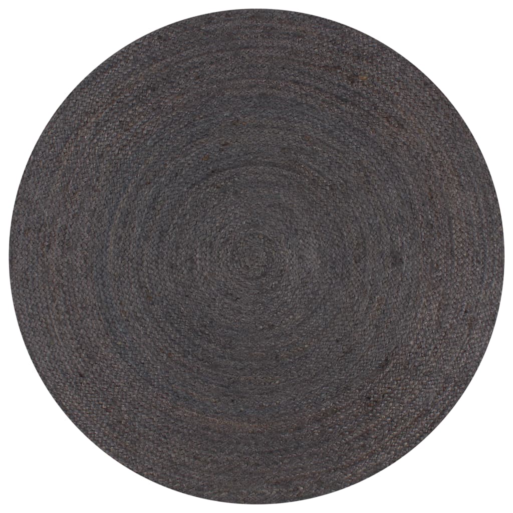Teppich Handgefertigt Jute Rund 90 cm Dunkelgrau - Pazzar.ch