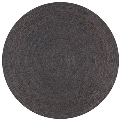 Teppich Handgefertigt Jute Rund 90 cm Dunkelgrau - Pazzar.ch