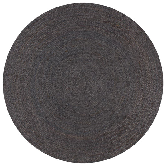Teppich Handgefertigt Jute Rund 90 cm Dunkelgrau - Pazzar.ch