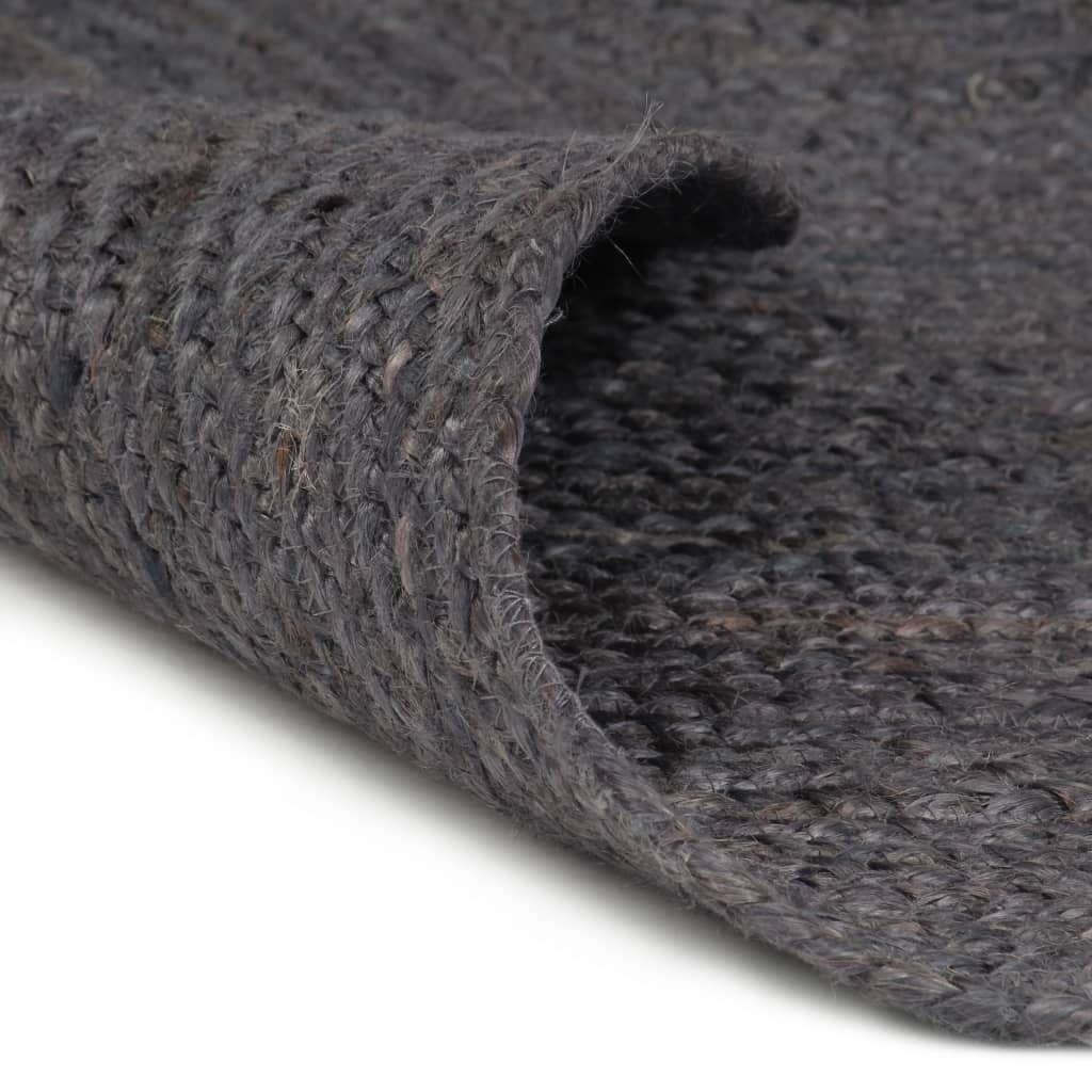 Teppich Handgefertigt Jute Rund 90 cm Dunkelgrau - Pazzar.ch