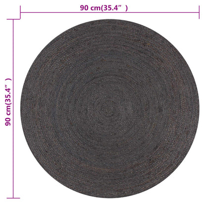 Teppich Handgefertigt Jute Rund 90 cm Dunkelgrau - Pazzar.ch