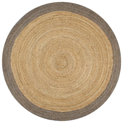Teppich Handgefertigt Jute mit Grauem Rand 90 cm - Pazzar.ch