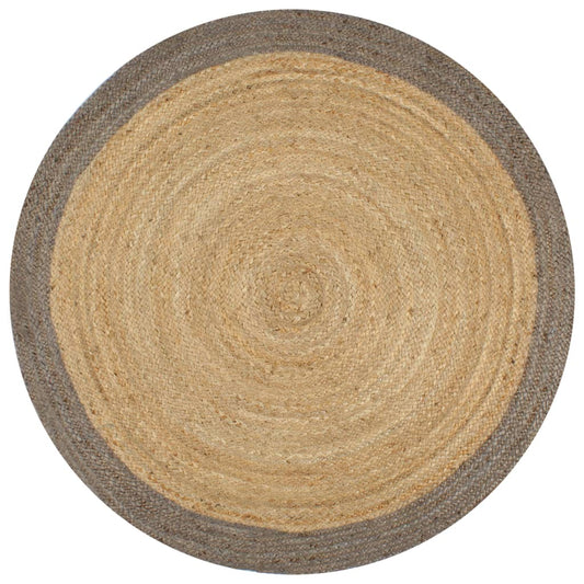 Teppich Handgefertigt Jute mit Grauem Rand 90 cm - Pazzar.ch