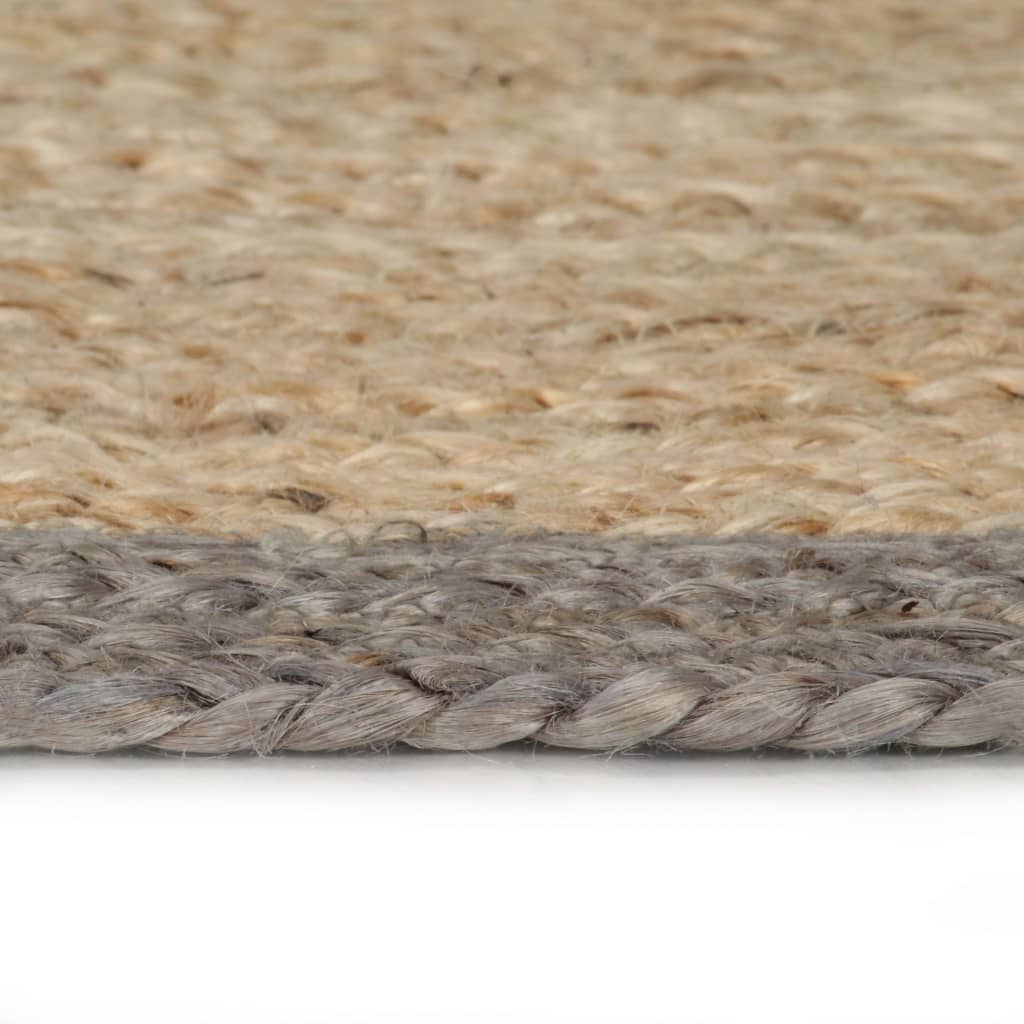 Teppich Handgefertigt Jute mit Grauem Rand 90 cm