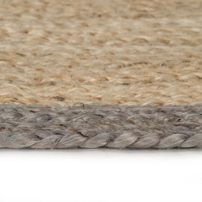 Teppich Handgefertigt Jute mit Grauem Rand 90 cm - Pazzar.ch