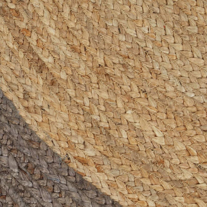 Teppich Handgefertigt Jute mit Grauem Rand 90 cm - Pazzar.ch