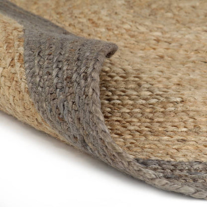 Teppich Handgefertigt Jute mit Grauem Rand 120 cm - Pazzar.ch