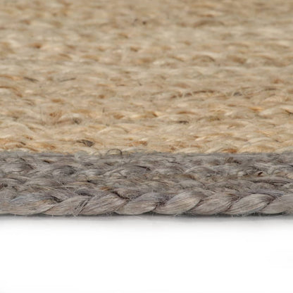 Teppich Handgefertigt Jute mit Grauem Rand 120 cm - Pazzar.ch
